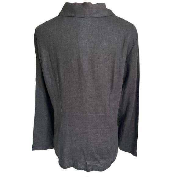 Carole Little Vintage Women’s Size 10 100% Linen Black Artsy But Up Shirt Jacket - Picture 2 of 6